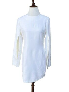 MAAC Lennox Ivory Long Sleeve Sheath Dress M Slit Sleeve Cocktail Career Preowne
